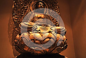 A golden statue of the Buddha