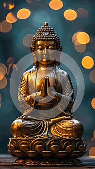 golden statue of buddha in meditation pose