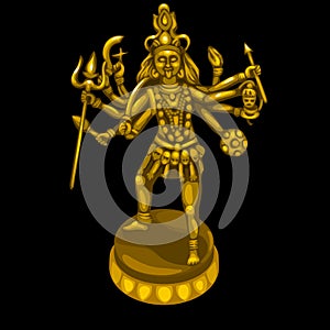 Golden statue of the deity with many hands