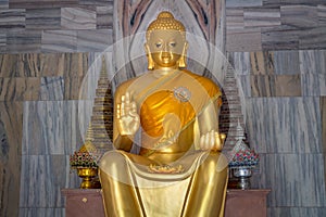 Golden statue of Gautam Buddha at Thai monastery at Varanasi India