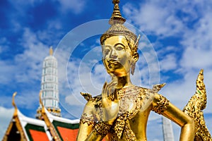 Golden statue of Kinnari at the grand palace