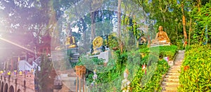 Golden statue of Kru Ba Sri Wichai, the most famous Buddhist monk of the Northern of Thailand at Wat Phra That Doi Suthep, Chiang