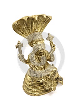 golden statue of lord vishnu avatar, narasimha lion faced