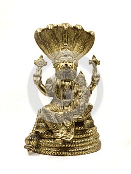 golden statue of lord vishnu avatar, narasimha lion faced