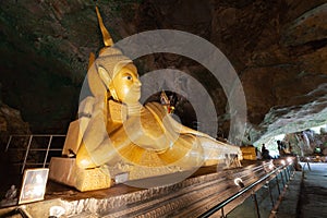 Golden statue of Reclining Buddha