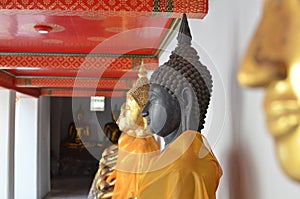 Golden statues Buddha Bangkok temple Thailand buddhism