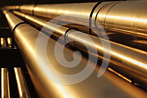 Golden steel pipe line conection in crude oil factory