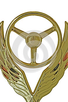 Golden Steering Wheel and Wings