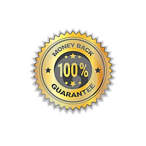Golden Sticker Money Back With Guarantee 100 Percent Label Stamp Isolated
