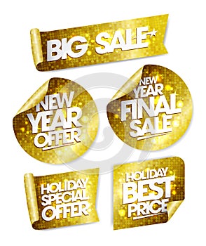 Golden stickers big sale, new year offer, new year final sale, holiday special offer, holiday best price