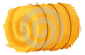 Golden straw bale. Hay roll cartoon icon