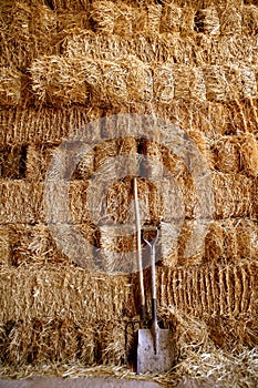 Golden straw barn stacked