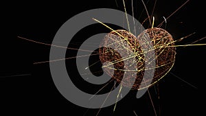 Golden Strings Heart Black Background