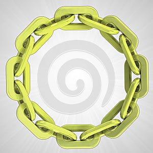 Golden strong chain circle in top view