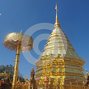 Golden stu-pa in temple of Chaing-mai , north of Thailand. photo