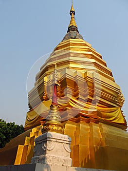 Golden stupa in a Buddhist Temple in Thailand