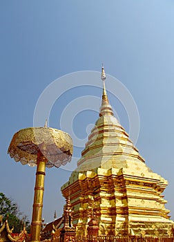 Golden stupa in a Buddhist Temple Wat Phrathat Doi Suthep