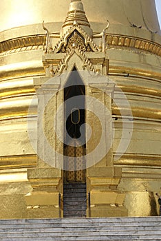 Golden stupa entrance, Wat Phra Kaew, Bangkok, Thailand, Asia