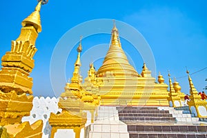 The golden stupa in Kuthodaw Pagoda complex, Mandalay, Myanmar