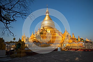 Golden stupa at Kuthodaw Pagoda, Mandalay, Myanmar