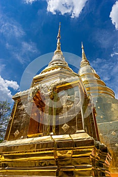 Golden Stupa of Wat Phra Sing Ancient Temple of Chiangmai, Thailand