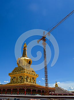 Golden stupa of Yarchen Gar in Tibet