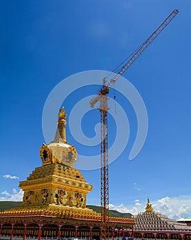 Golden stupa of Yarchen Gar in Tibet