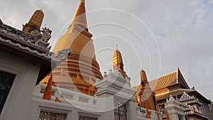 Golden Stupas of Buddhist Temple in Bangkok