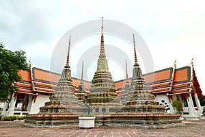 Golden Stupas in Wat Phra Chetuphon Vimolmangklararm Rajwaramahaviharn Temple (Locally known as Wat Pho Buddhist Temple), Bangko