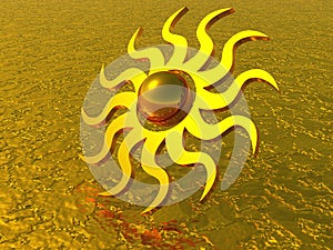 Golden sun symbol 3D 03