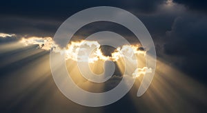 Sun Rays Through Dramatic Dark Clouds