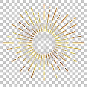 Golden sunburst at transparent effect background