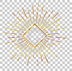 Golden sunburst at transparent effect background