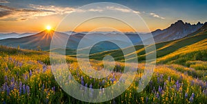 Golden sunlight bathing a serene landscape