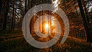 Sunlit forest pathway