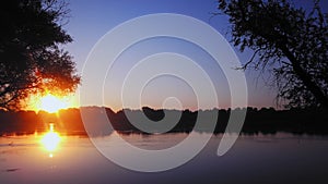 Golden Sunrise At River Duna - Danube / Hungary - 4K Video