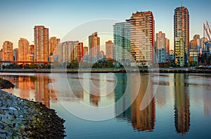 A golden sunrise in Vancouver, British Columbia, Canada