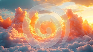 Golden Sunset Cloudscape Illustration