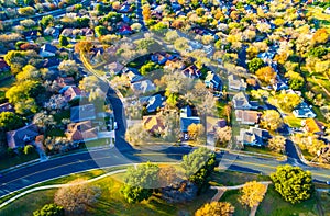 Golden Sunset Fall Colors over Home Community Suburbia Neighborhood