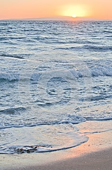 Golden sunset and ocean horizon