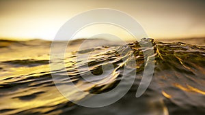 Golden sunset ocean wave background