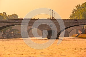 Golden Sunset Over the Bridges of Paris