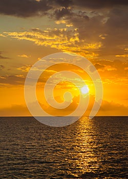 Golden sunset over the sea