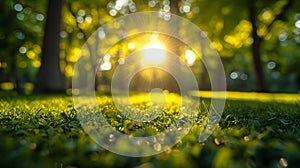 Golden Sunset Peeking Through Verdant Park Trees