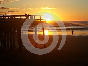 Golden Sunset people in silhouette at Pismo Beach