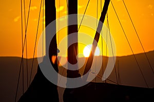 Golden sunset and sailboats