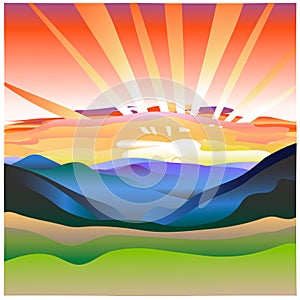 Golden sunset.Summer