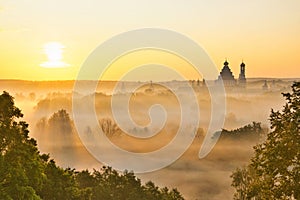 Golden sunshine over the New Jerusalem Monastery in Istra