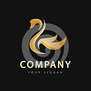 Golden swan abstract logo vector template