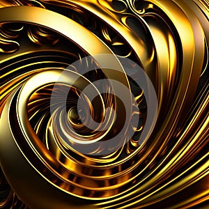 Golden swirl abstract texture wallpaper background